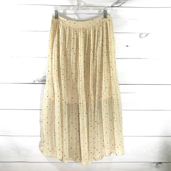 Maison Jules Dresses & Skirts - MAISON JULES Pleated Dots Print Cream Long Skirt